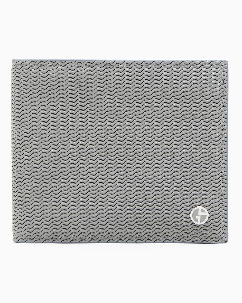 Giorgio Armani Bifold-Portemonnaie aus bedrucktem Leder Beige