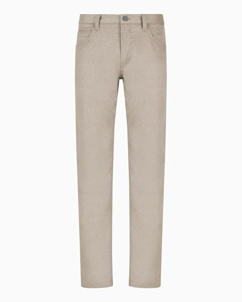 Giorgio Armani Five-Pocket-Hose in Regular Fit aus Baumwolldenim und Seide Beige