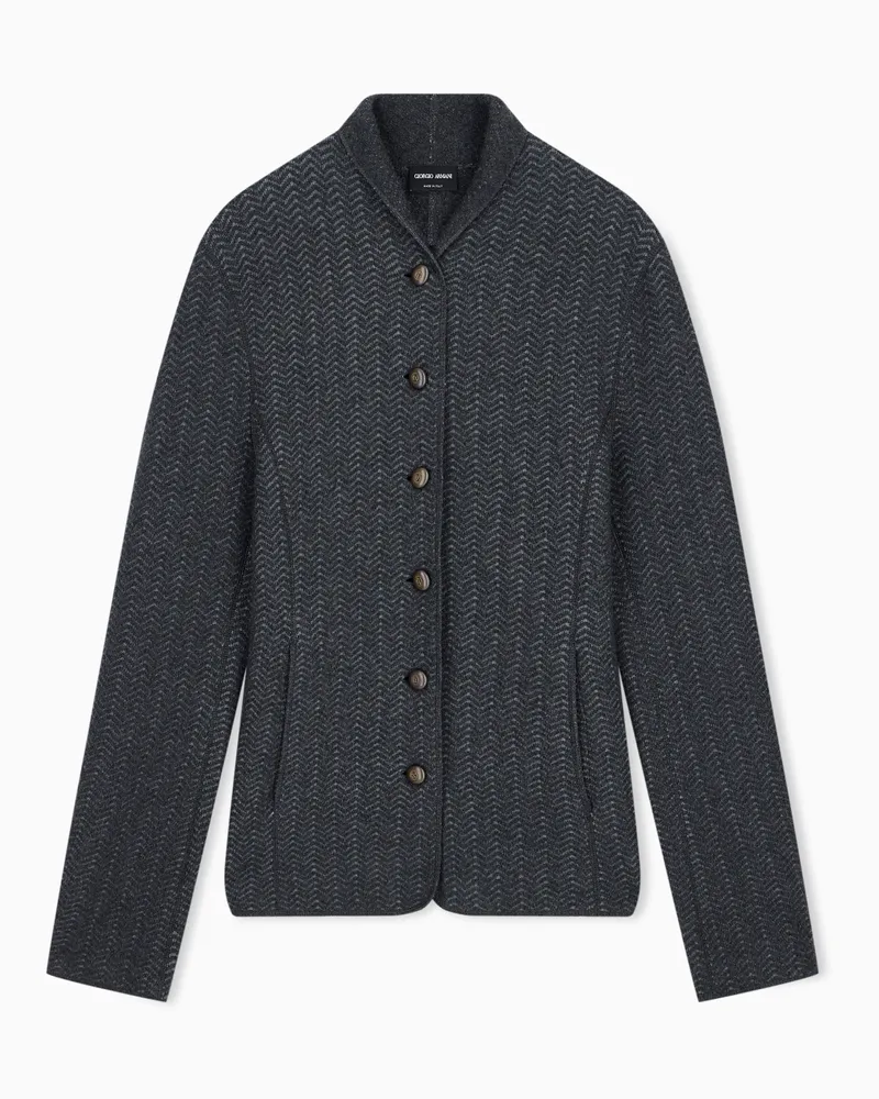 Giorgio Armani Strickblazer Jacken aus Kaschmir mit Fischgrät Grau