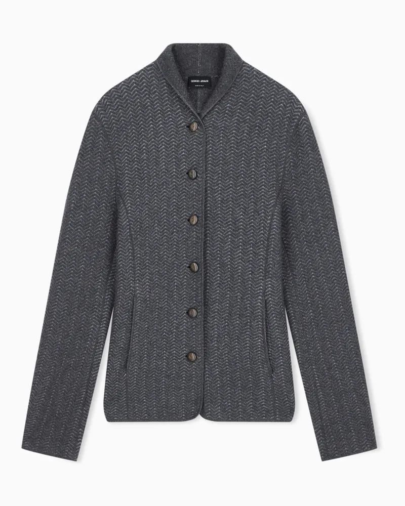 Giorgio Armani Strickblazer Jacken aus Kaschmir mit Fischgrät Grau
