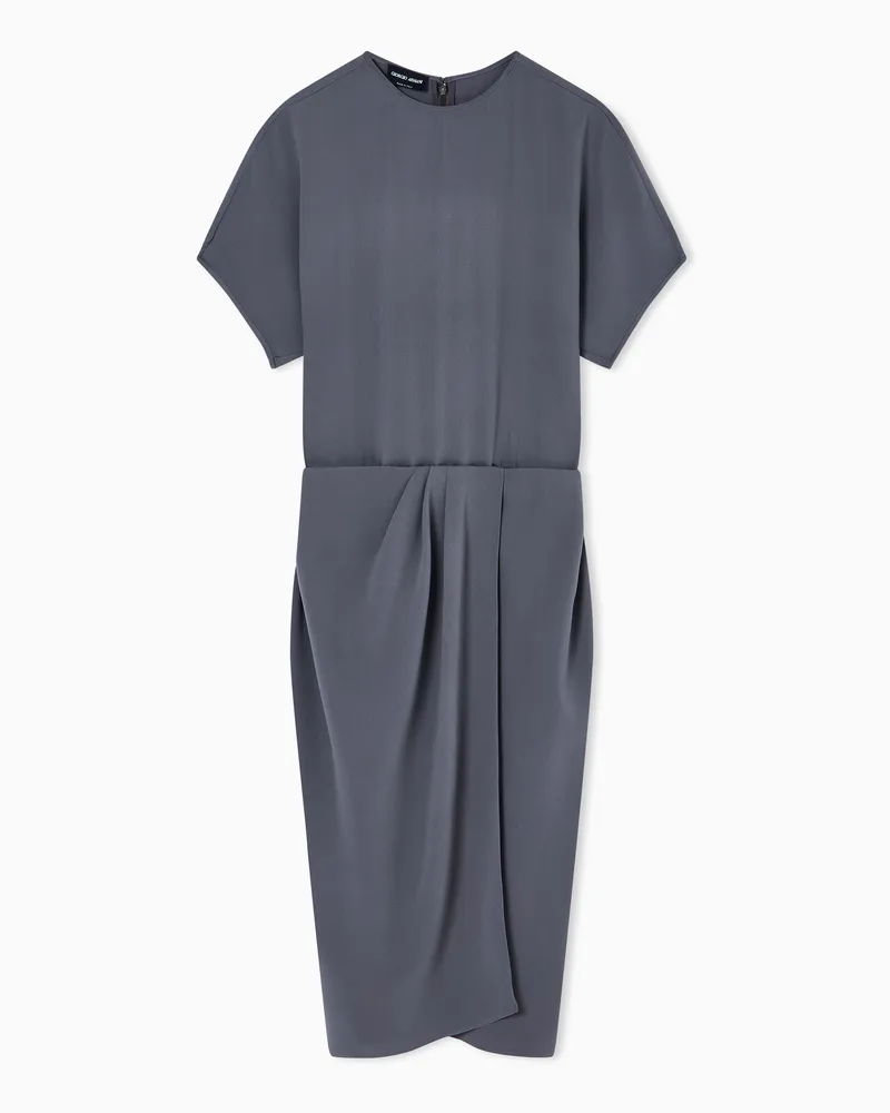 Giorgio Armani Midikleid aus gewaschenem Seidencrêpe Grau
