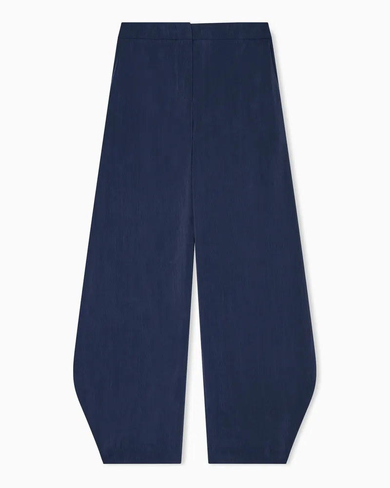 Giorgio Armani Hose mit abgerundetem Saum, aus gewaschener Seide Marineblau