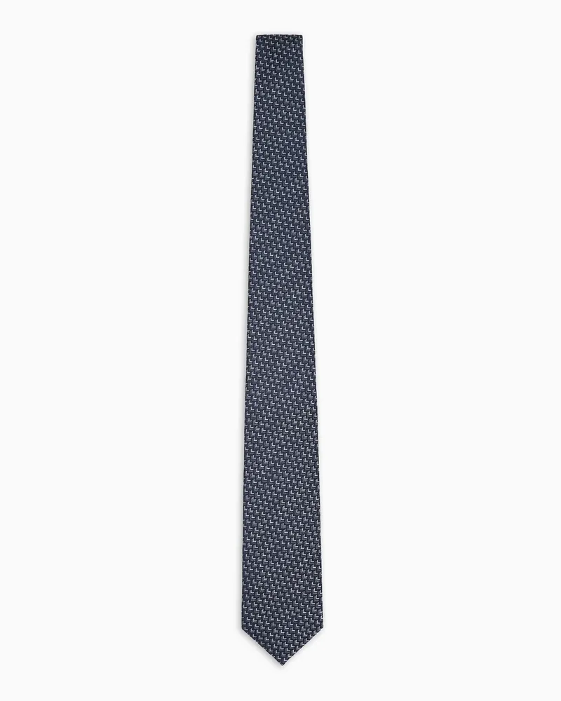 Giorgio Armani Krawatte aus Seiden-Jacquard mit geometrischem Muster Blau