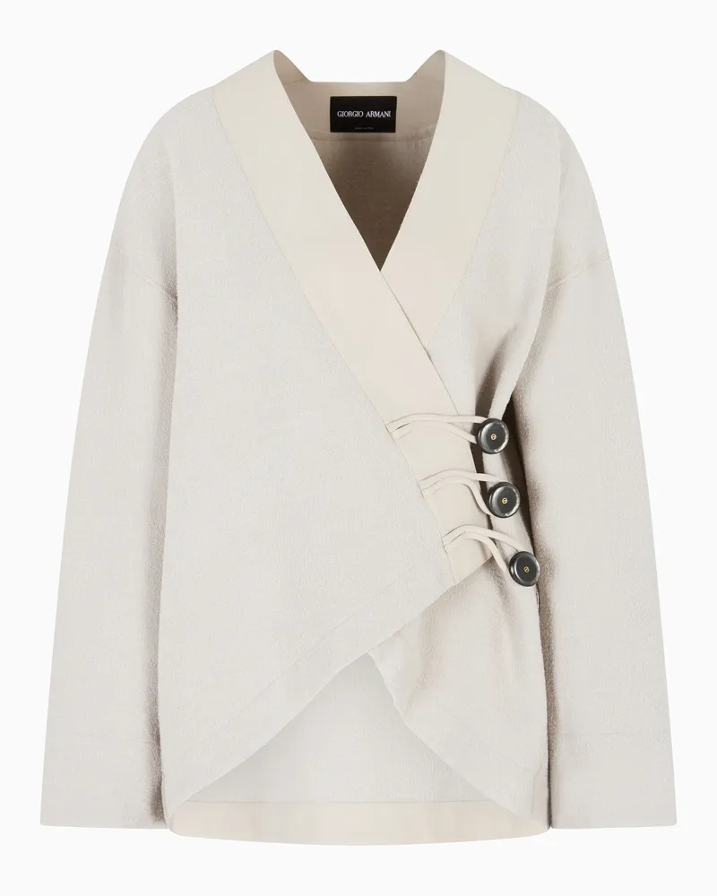 Giorgio Armani Caban aus Bouclé-Schurwolle Beige