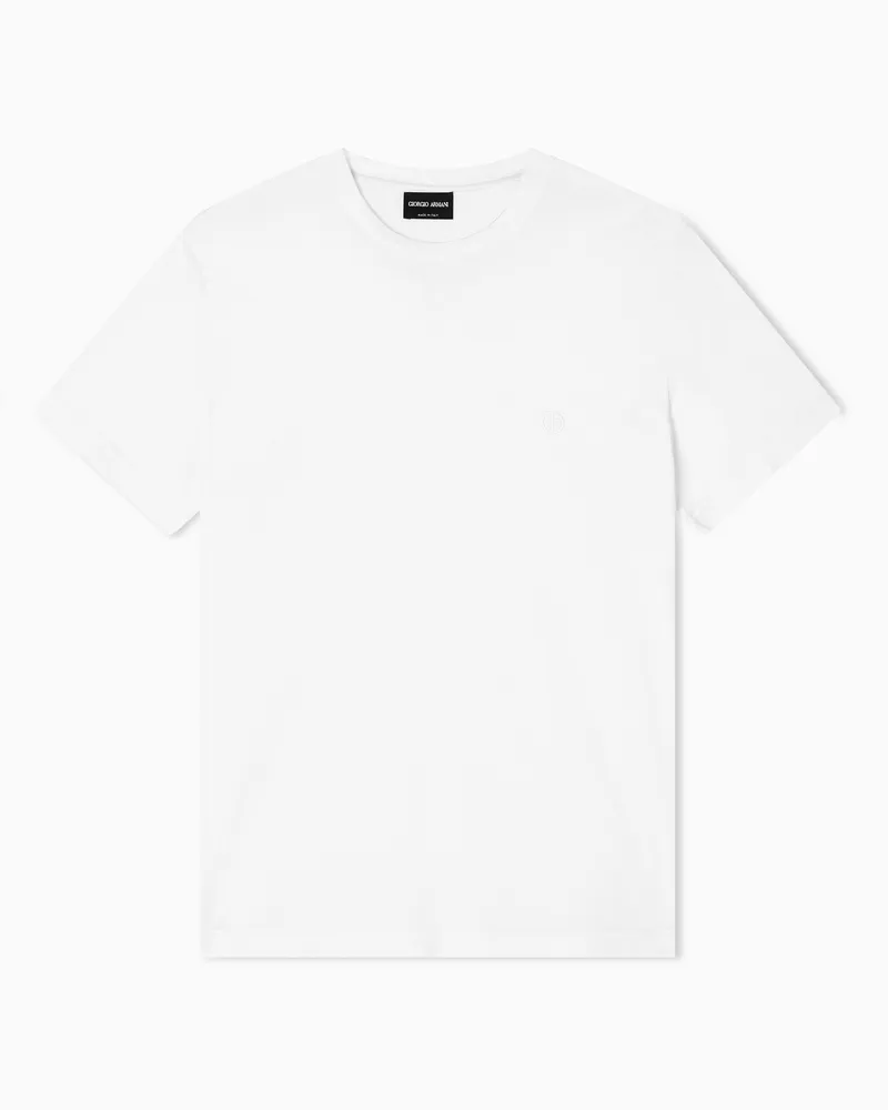 Giorgio Armani ASV Loungewear-T-Shirt aus Baumwolle mit Rundhalsausschnitt Weiß