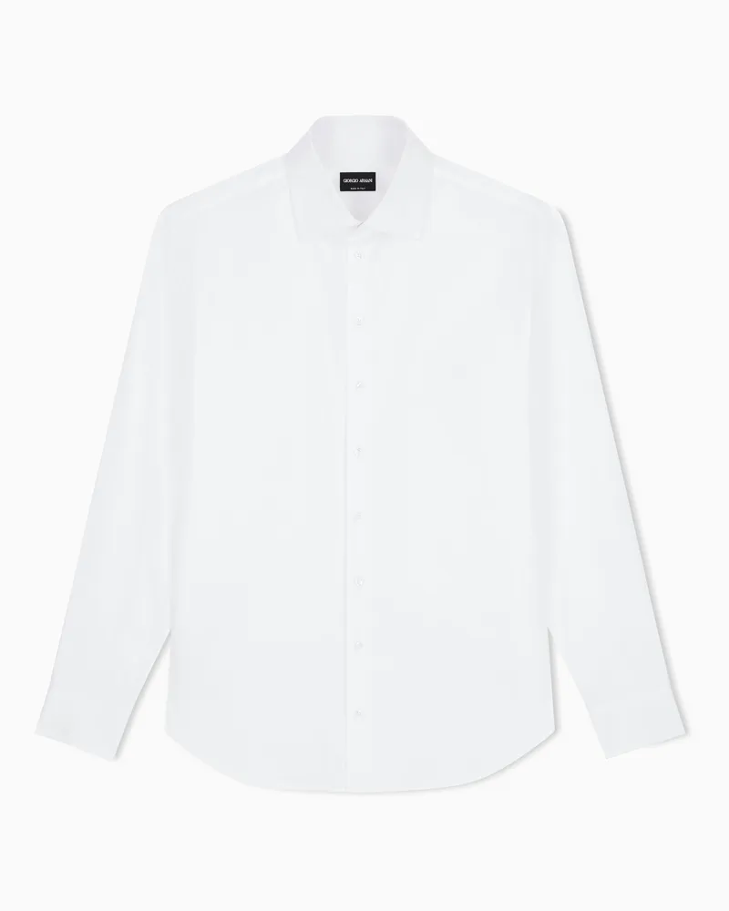 Giorgio Armani Hemd in Regular Fit aus Baumwolltwill Weiß