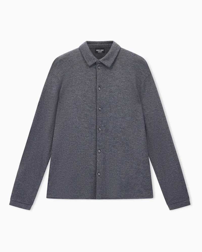 Giorgio Armani Hemd der Cashmere-Kollektion aus Interlock mit Knopfleiste Grau