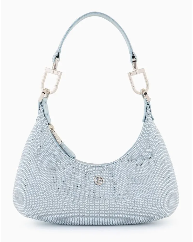 Giorgio Armani Kleine Hobo Bag La Prima Aus Satin und Strass Azurblau