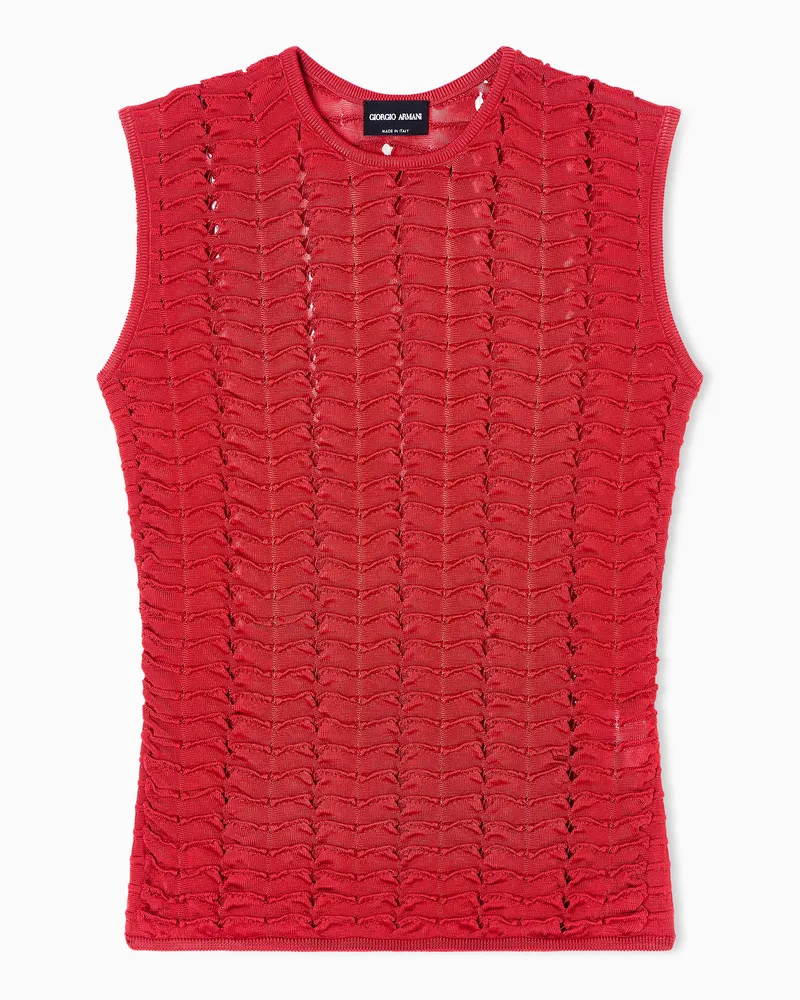 Giorgio Armani Top aus Viskose mit Volantmuster Rot