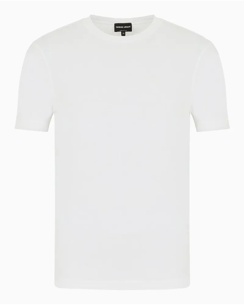 Giorgio Armani T-shirt mit Rundhalsausschnitt und Kurzärmeliges Aus Viskosejersey mit Stretchanteil Weiss