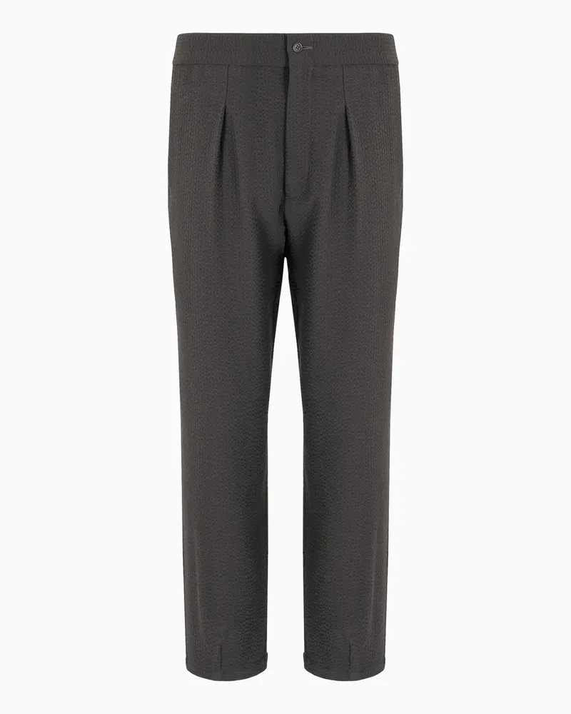Giorgio Armani Hose mit einer Bundfalte aus Schurwolle, Kaschmir und Seersucker Grau
