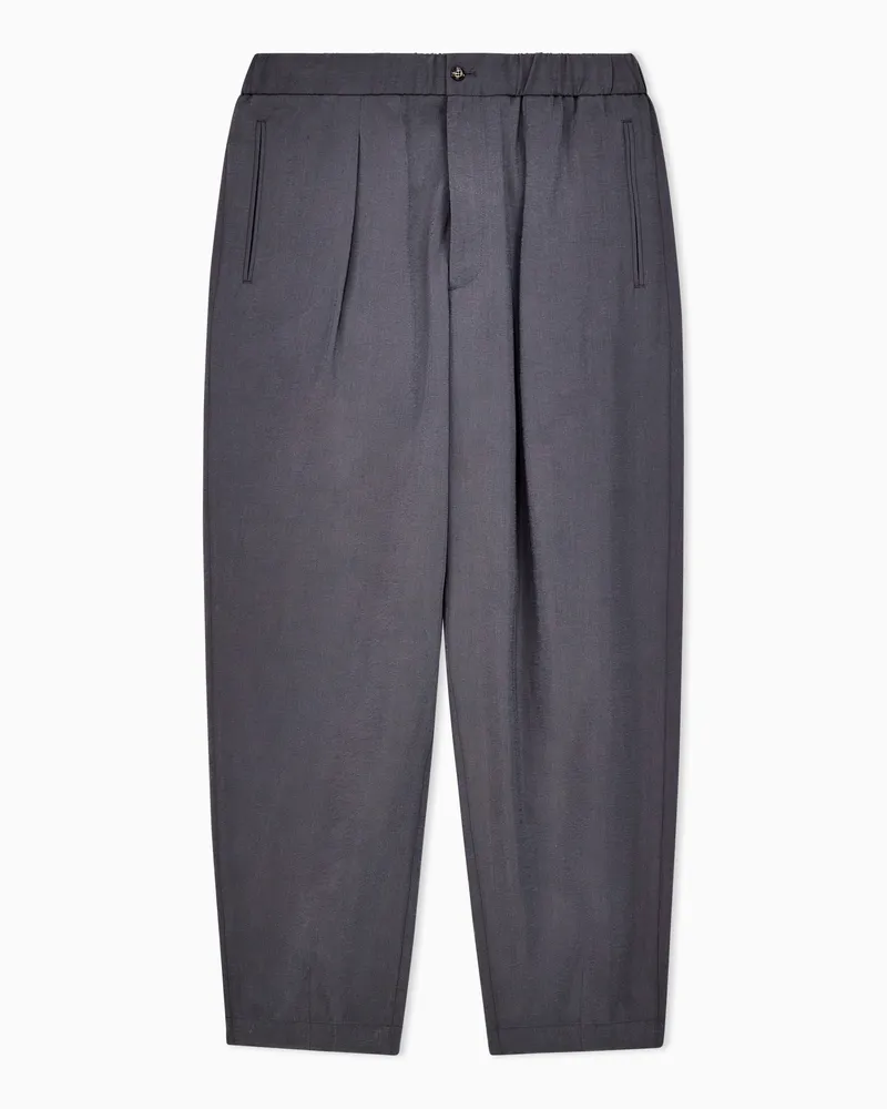 Giorgio Armani ASV Hose mit einer Bundfalte aus gewaschenem Seidengemisch Grau