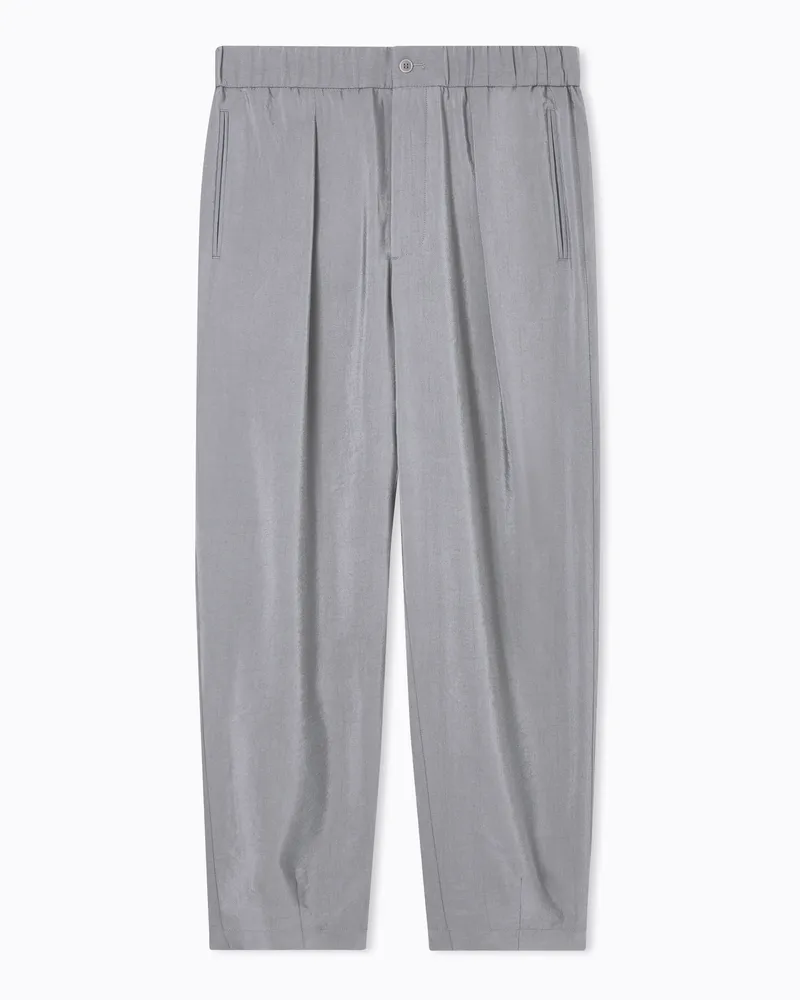 Giorgio Armani ASV Hose mit einer Bundfalte aus gewaschenem Seidengemisch Grau