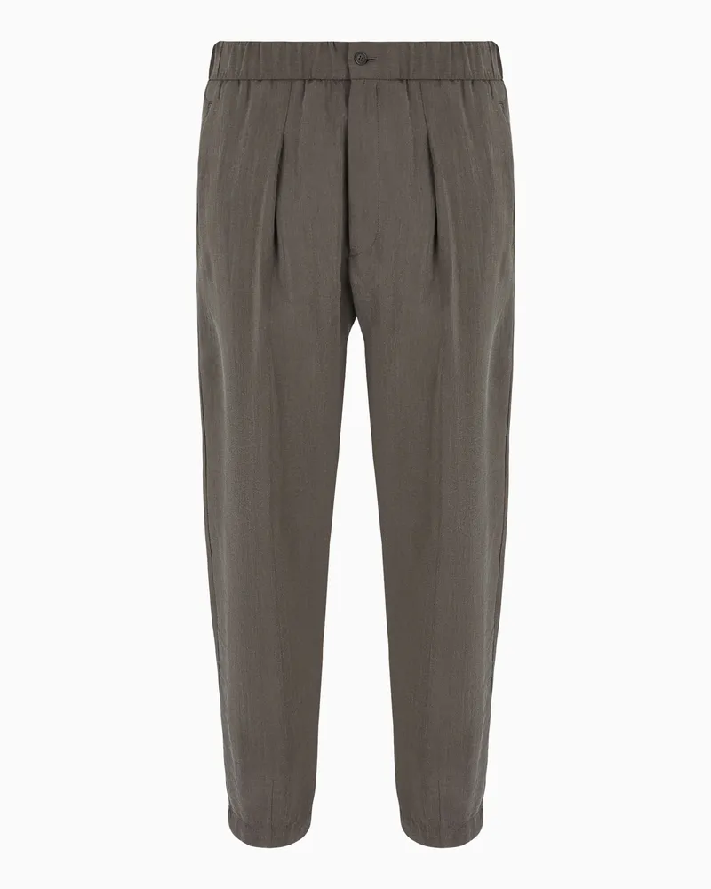 Giorgio Armani Hose mit einer Bundfalte aus gewaschenem Seidengemisch Grau