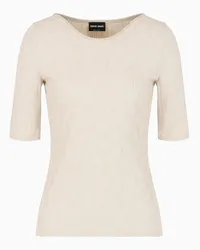 Giorgio Armani T-shirt mit Rundhalsausschnitt Aus Viskose-jersey In Jacquard-verarbeitung Beige