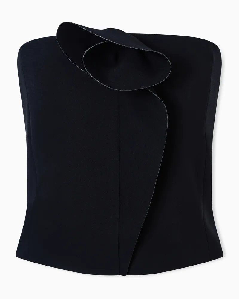 Giorgio Armani Bustier-Top aus Seidencady mit Rosen-Detail Schwarz