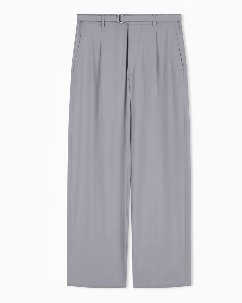 Giorgio Armani Hose mit einzelner Bundfalte aus Seide und Leinen Grau