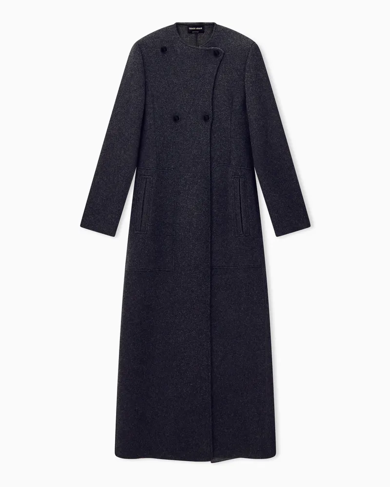 Giorgio Armani Strickmantel Kaschmir asymmetrische Knopfleiste Grau