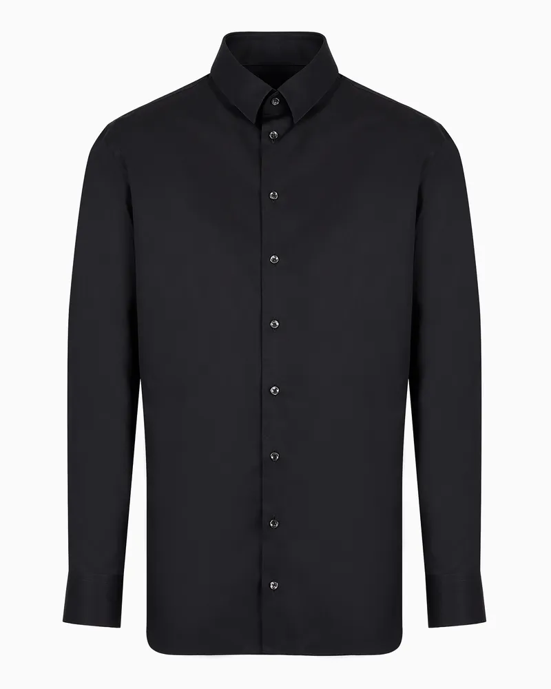 Giorgio Armani Hemd aus luxuriösem Baumwolltwill Schwarz