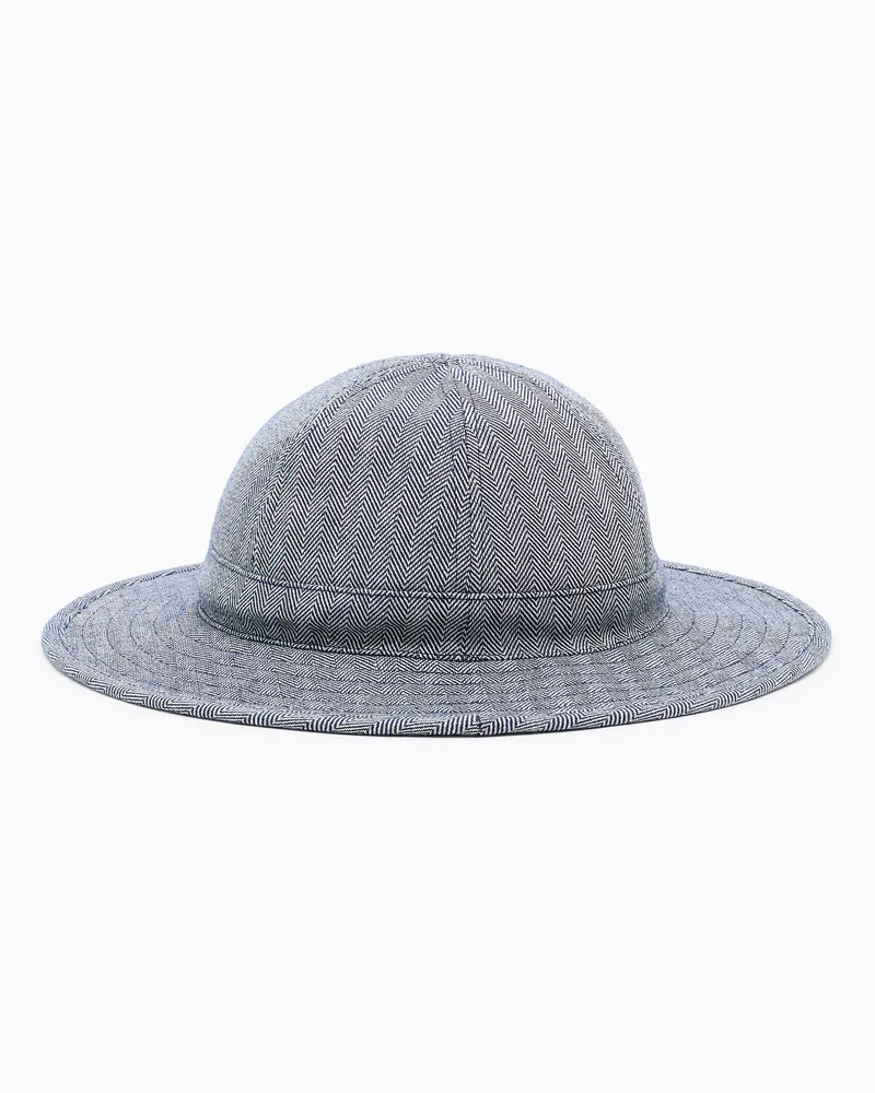Giorgio Armani Hut aus Baumwollmischgewebe mit Fischgratmuster Blau