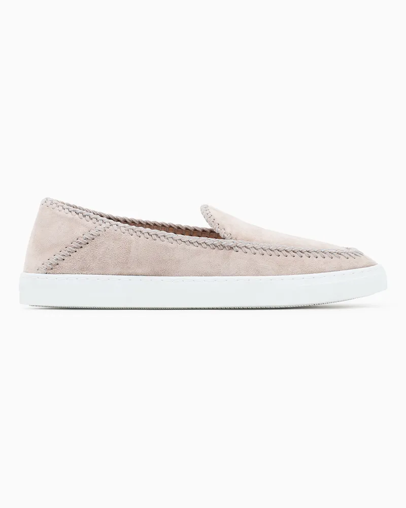 Giorgio Armani Galleria 3 Slip-On aus Veloursleder Beige