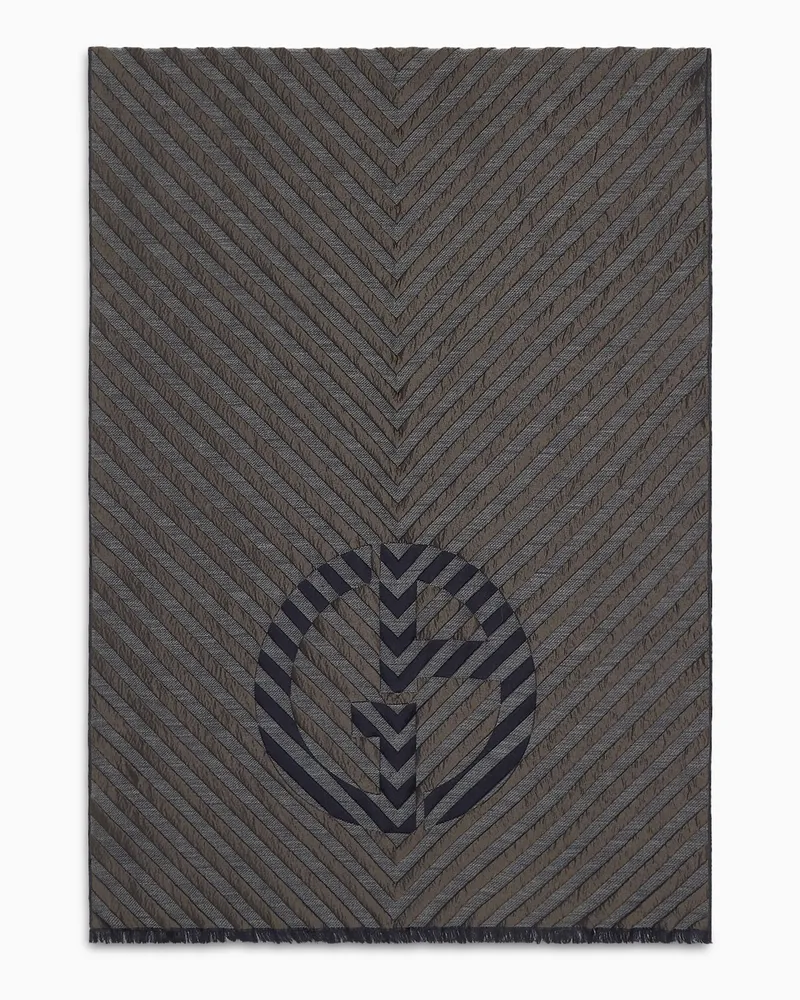 Giorgio Armani Stola aus Seide und Schurwolle in Jacquard-Verarbeitung Grau
