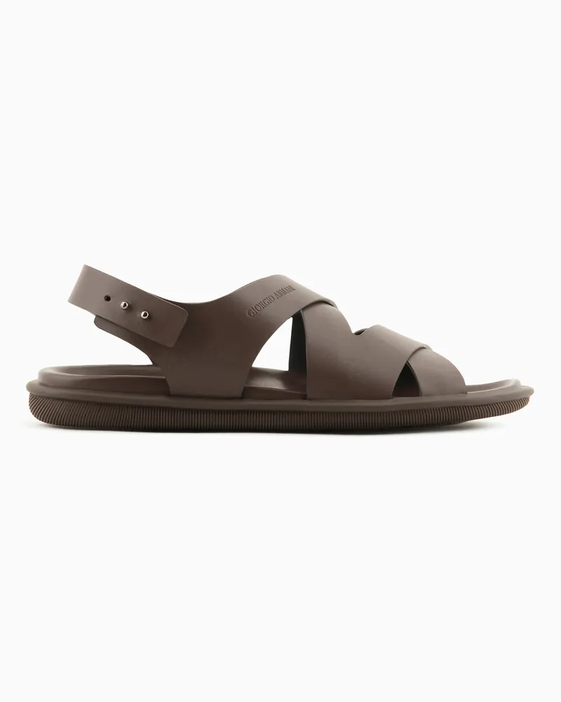 Giorgio Armani Sandalen aus geflochtenem Leder Braun
