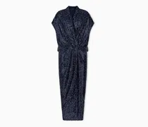Abendkleid mit überschnittenen Schultern und Pailletten