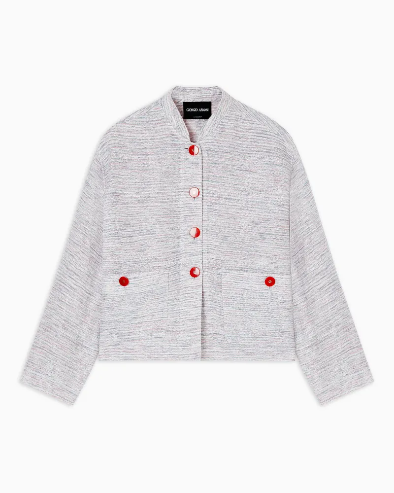 Giorgio Armani Blouson aus Viskose- und Mouliné-Leinenstrick Pink