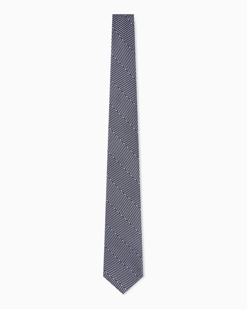 Giorgio Armani Krawatte aus Seide mit einem geometrischen Zickzack-Muster Grau