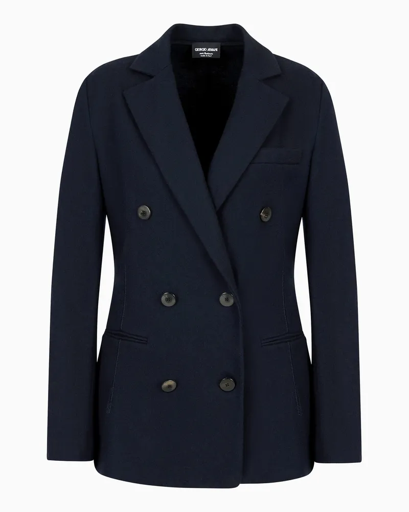 Giorgio Armani Doppelreihiges Sakko aus reinem Kaschmir-Jersey Marineblau