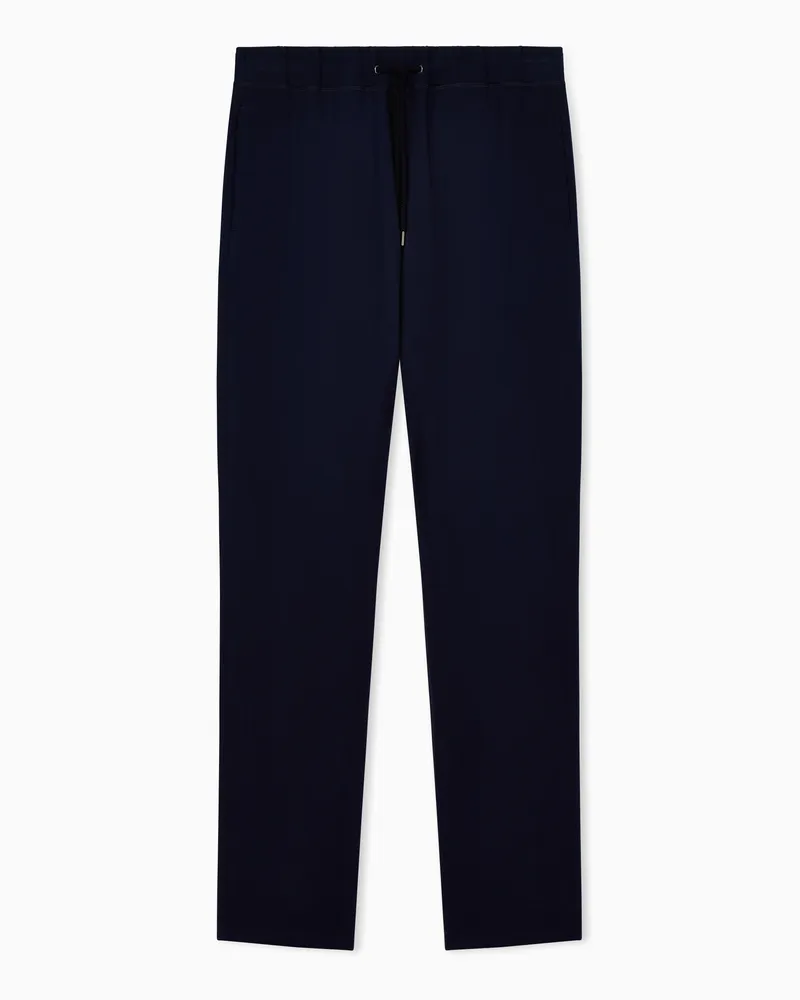 Giorgio Armani Hose Icon aus Cupro mit Tunnelzug Marineblau