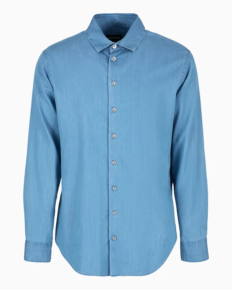Giorgio Armani Denim Collection Hemd aus Baumwolldenim Blau