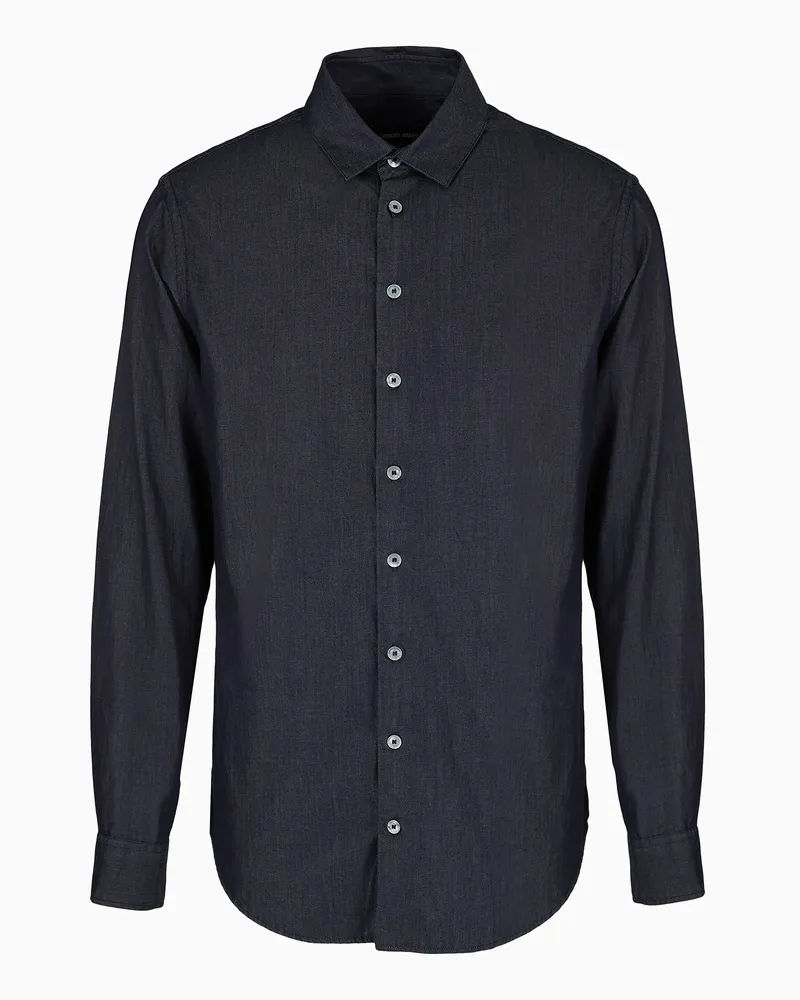 Giorgio Armani Denim Collection Hemd aus Baumwolldenim Blau