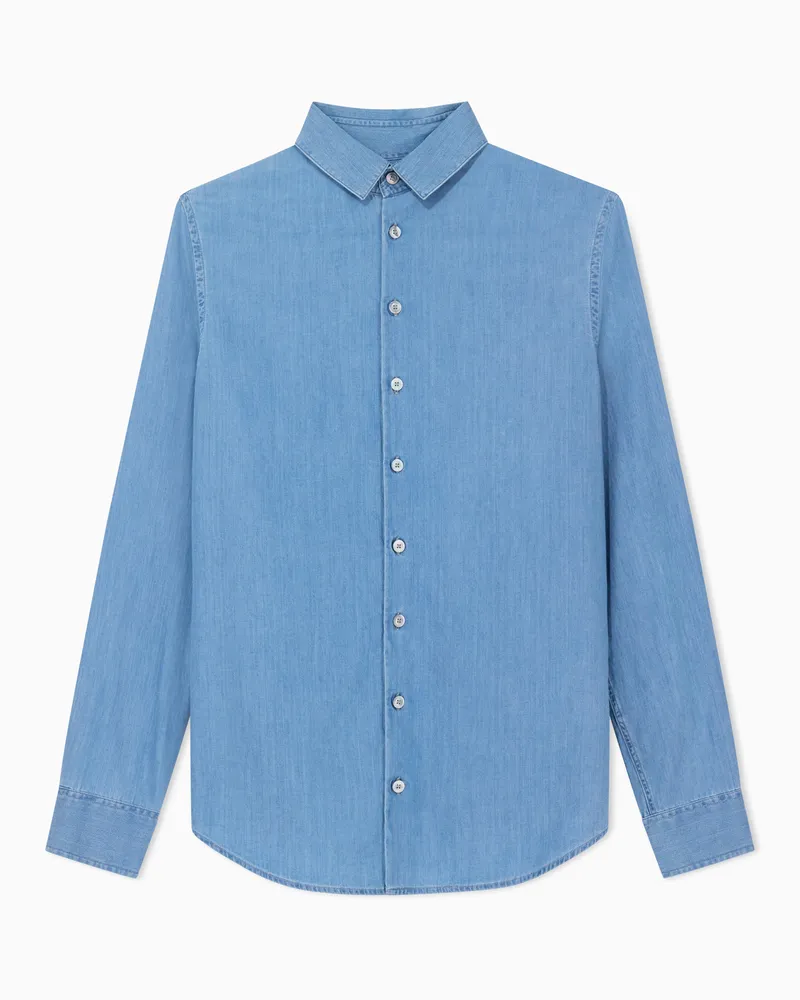 Giorgio Armani Denim Collection Hemd aus Baumwolldenim Blau