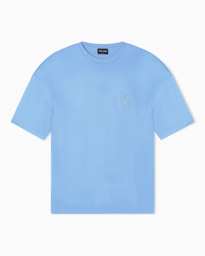 Giorgio Armani ASV T-Shirt mit Rundhalsausschnitt aus Bio-Baumwoll-Interlock Hellblau