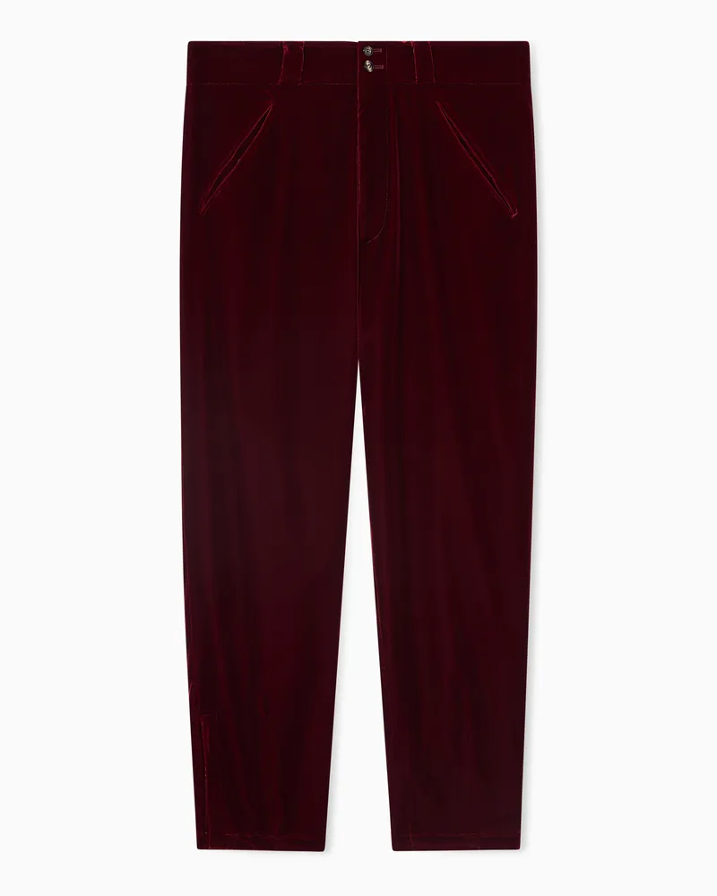 Giorgio Armani Flat-Front-Hose aus Samt Burgunderrot
