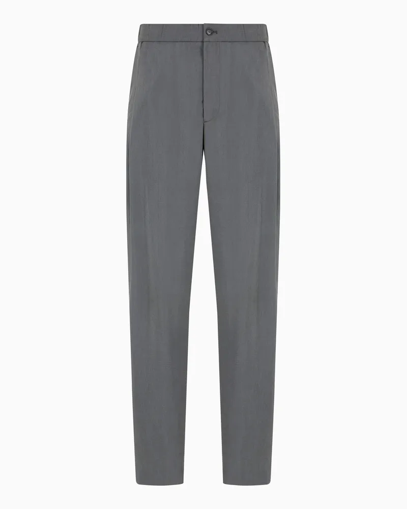 Giorgio Armani Hose mit einer Bundfalte aus gewaschenem Seidengemisch Grau