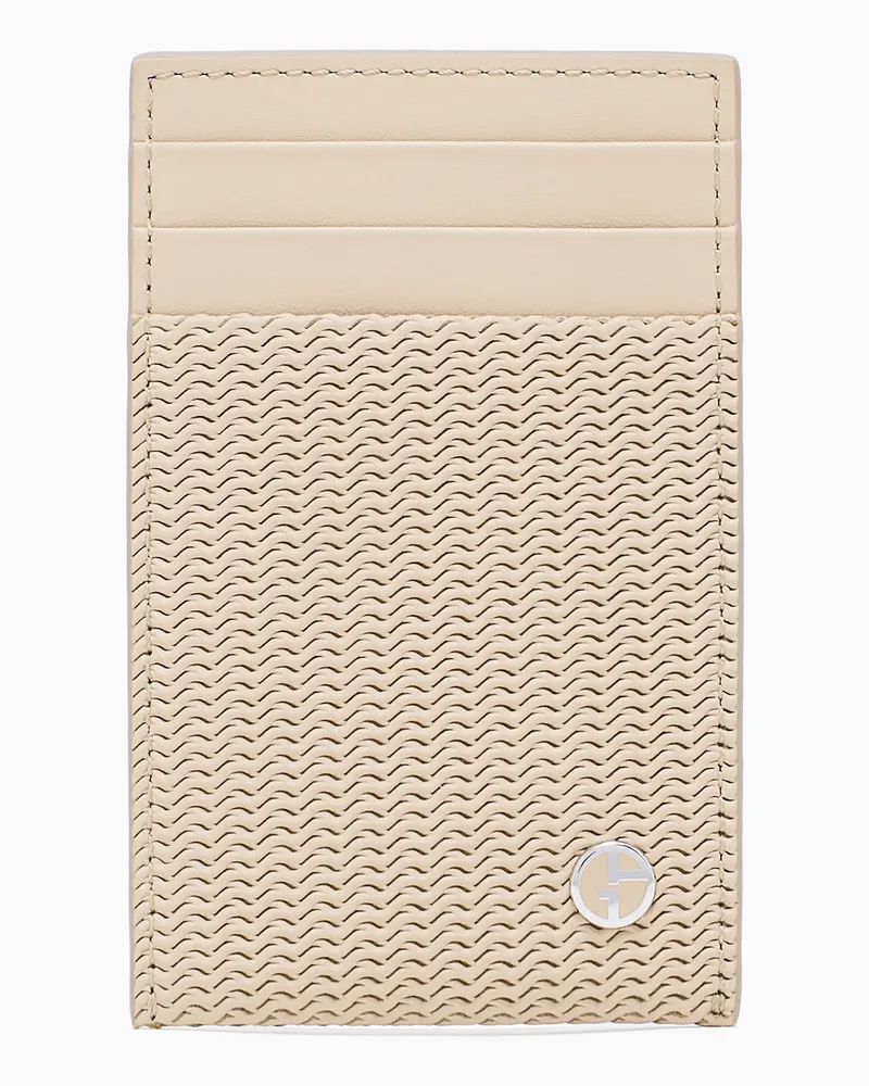 Giorgio Armani Kartenetui aus bedrucktem Leder Beige