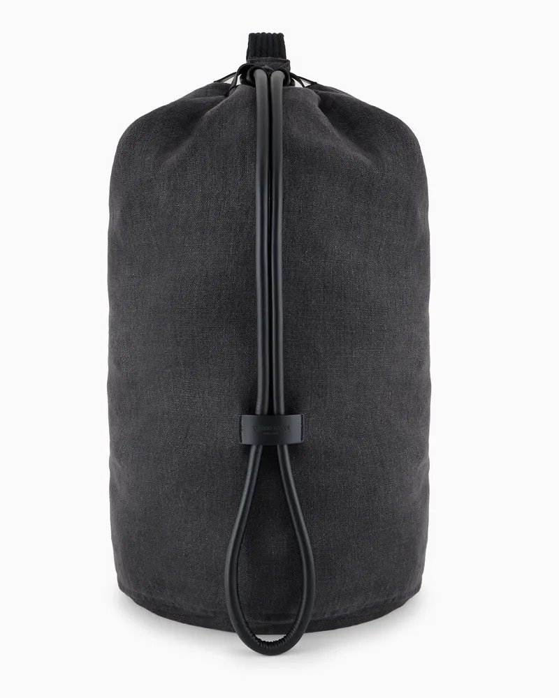 Giorgio Armani Rucksack aus Leinen-Canvas Grau