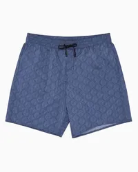 Giorgio Armani Badeboxershorts Aus Gewebe mit Allover-logo-print Blau