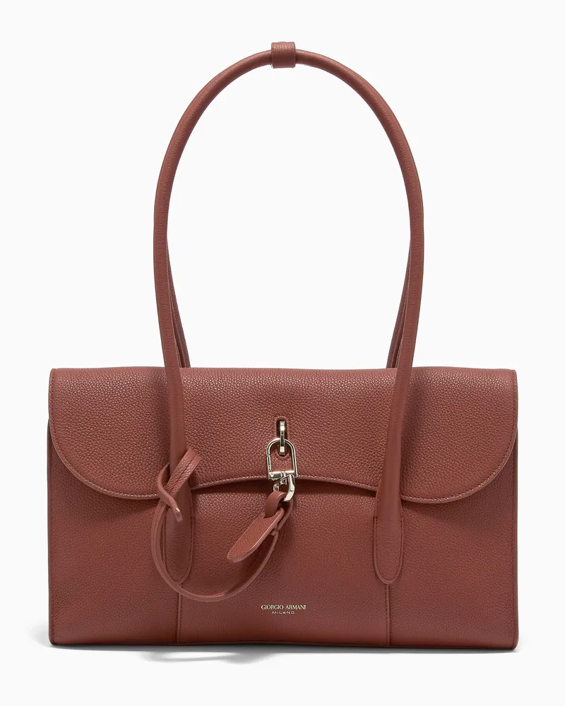 Giorgio Armani Kleine Schultertasche aus genarbtem Leder Rot