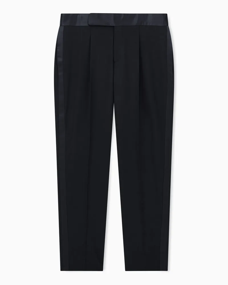 Giorgio Armani Anzughose Giorgio's aus Schurwollkrepp mit Satinbund Schwarz