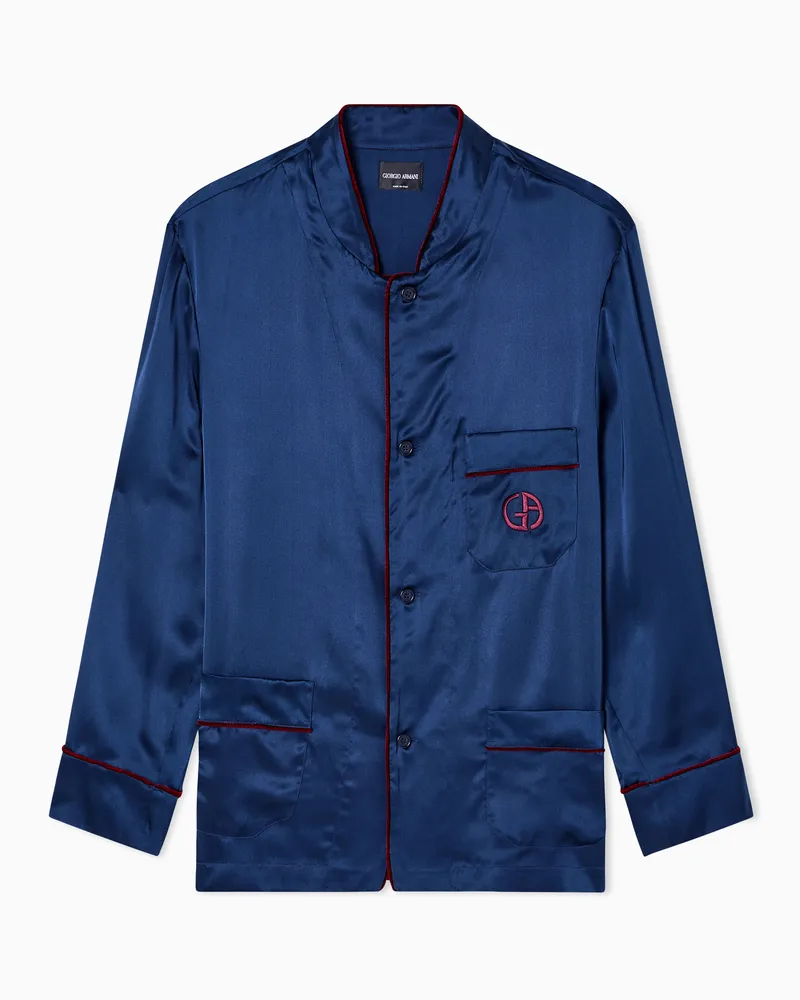 Giorgio Armani Pyjiama aus Seide mit Monogramm Blau