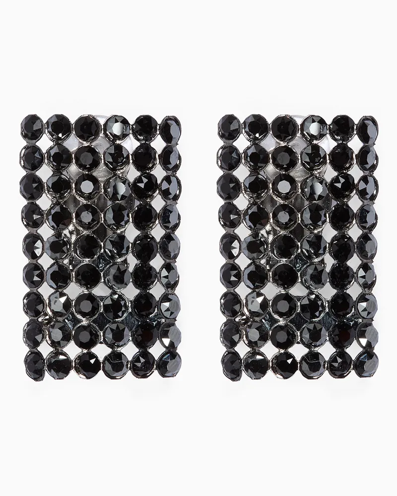 Giorgio Armani Ohrclips mit Strasssteinen Schwarz