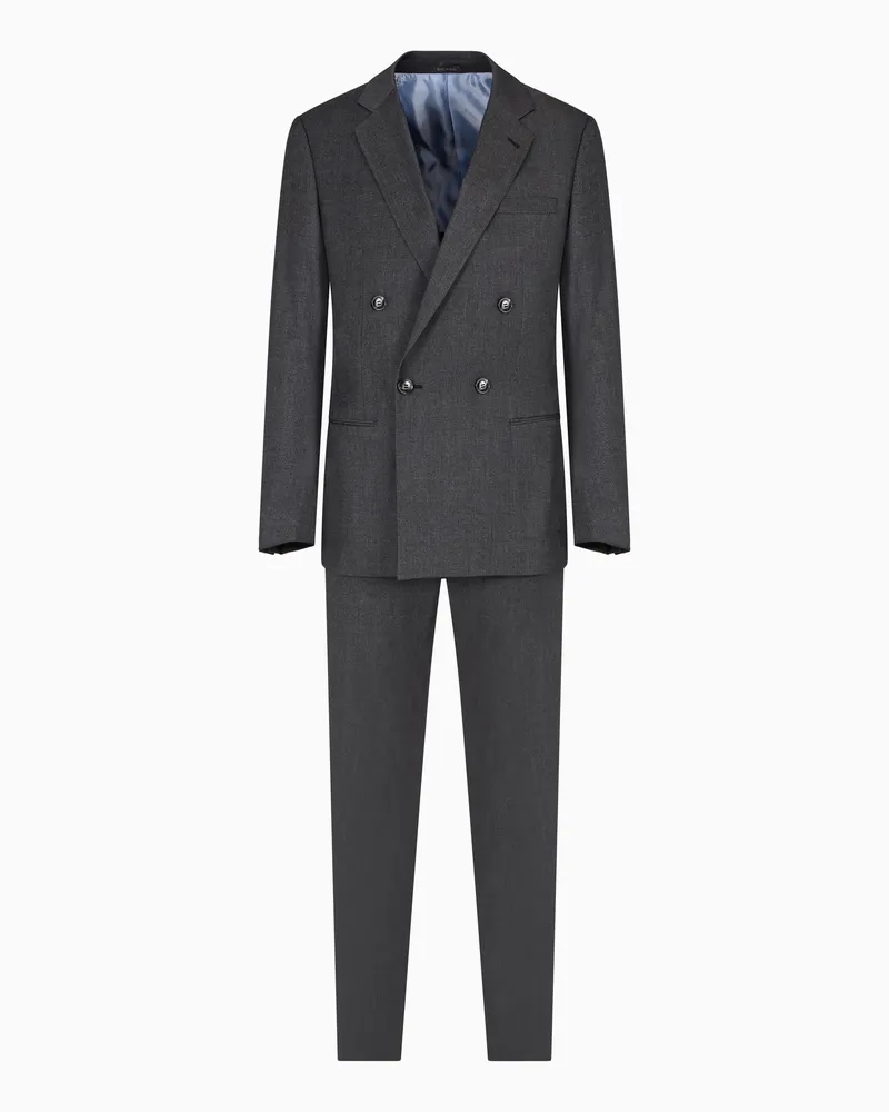 Giorgio Armani Zweireihiger Anzug der Soho-Linie aus Kaschmir und Baumwollstretch mit Denim-Effekt Blau