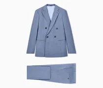 Zweireihiger Anzug der Soho-Linie aus Kaschmir und Baumwollstretch mit Denim-Effekt