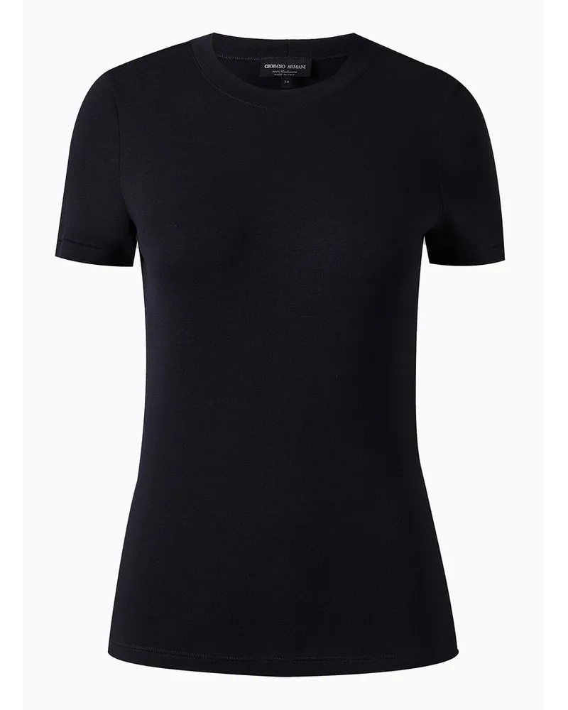 Giorgio Armani T-shirt Aus Reinem Kaschmir Marineblau