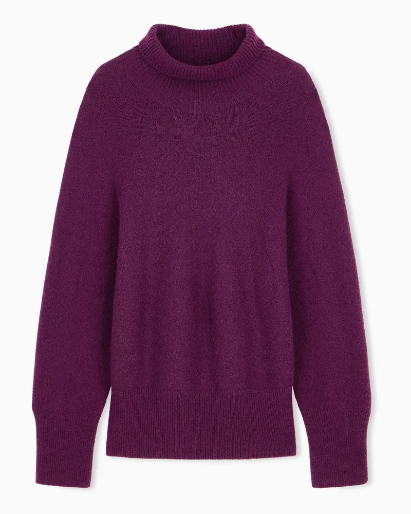 Giorgio Armani Rollkragenpullover Sweaters aus reinem Kaschmir Rippstrick Burgunderrot