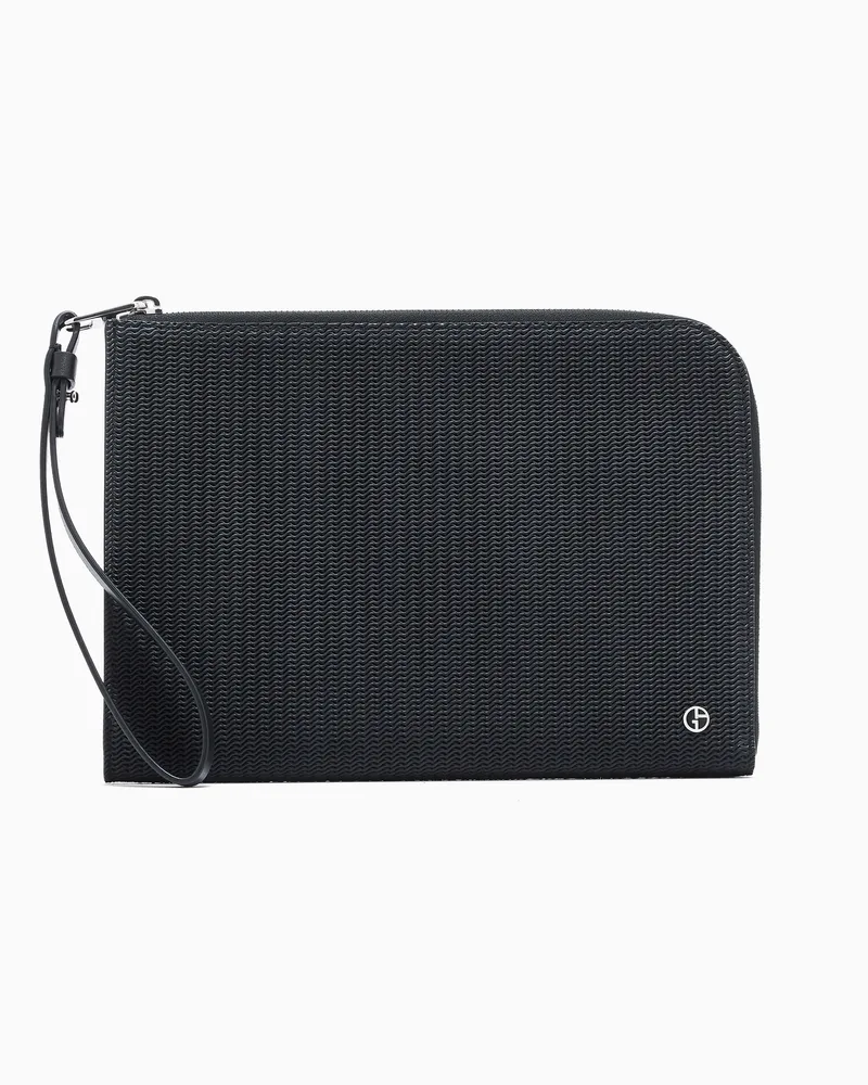 Giorgio Armani Clutch aus bedrucktem Leder Schwarz